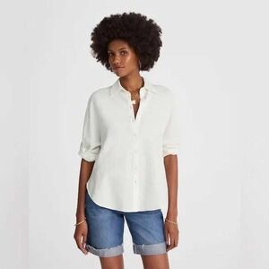 Madewell Cotton Double Gauze Oversized Shirt Cotton White Button Down Small